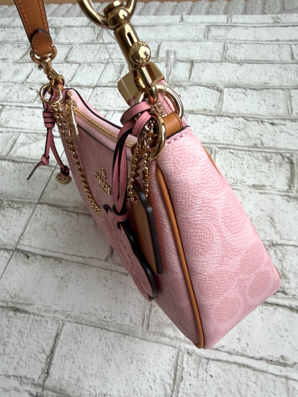 Coach Powder Pink Teri Shoulder Bag With Charms - Picture 10 of 17